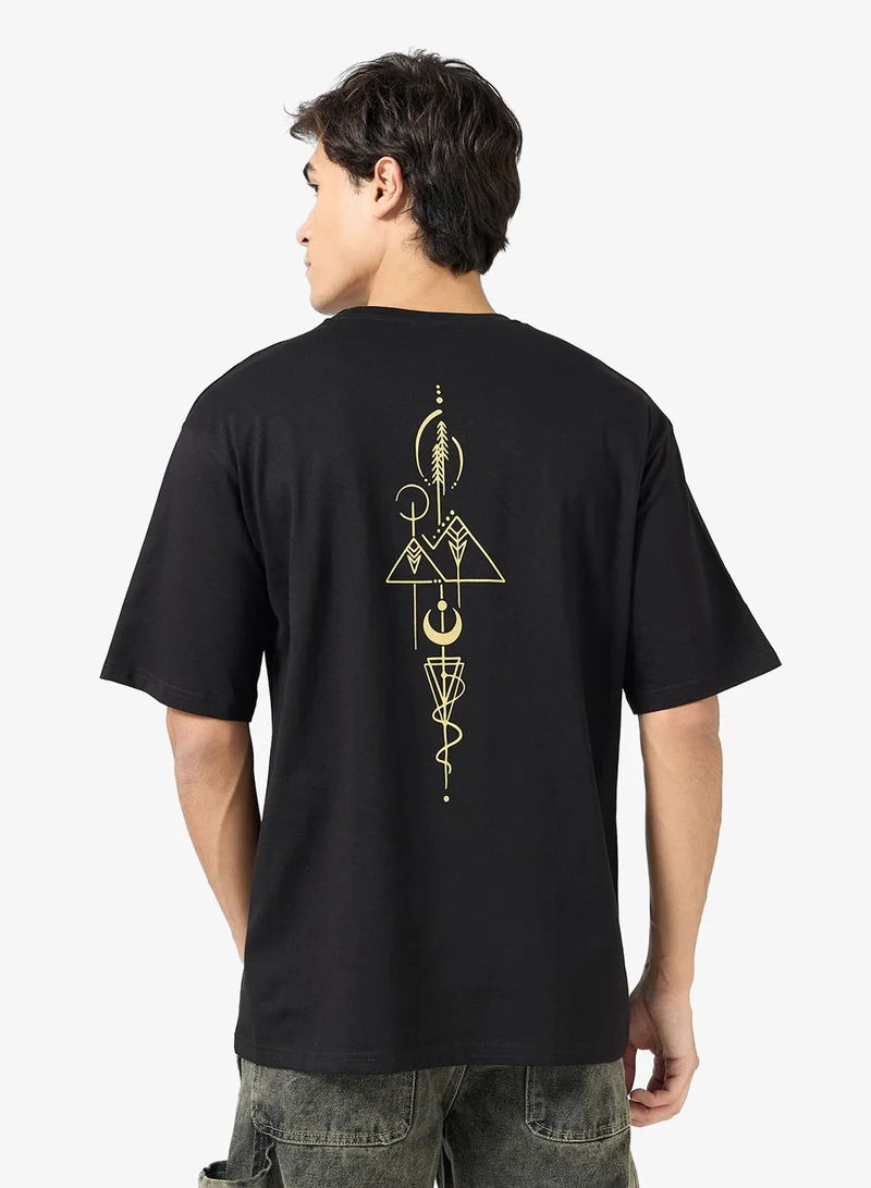 سفنتي فايف تيشيرت مطبوع كبير الحجم